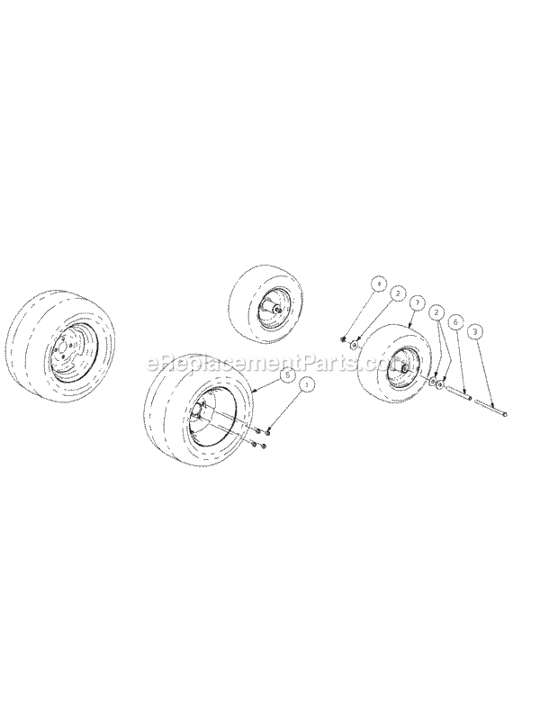 Wheel Assembly Diagram and Parts List for S7237-KW 53AI8DU8050-37HP Cub Cadet Lawn Tractor